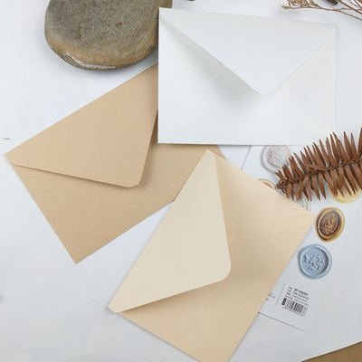 草香奶油色系西式信封C6明信片卡片信件收纳 附仿火漆封印封口贴