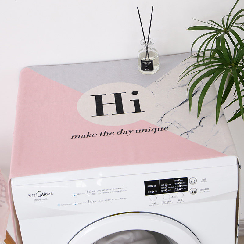 北欧大理石滚筒洗衣机防尘防嗮盖布单双开门冰箱顶遮挡装饰盖巾罩