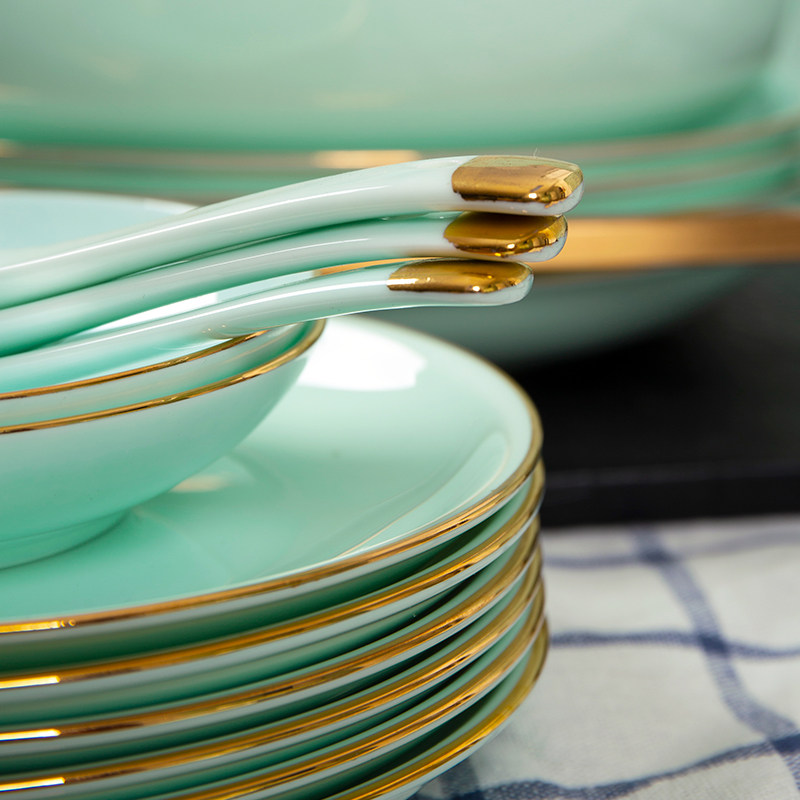 碗碟套装家用欧式金边创意碗盘组合骨瓷餐具套装碗盘家用自由组合,餐饮具,碗,淘宝优惠券,粉丝福利购,淘宝优惠卷