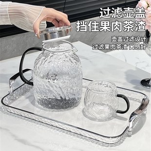水波纹玻璃冷水壶耐高温家用耐热凉水壶大容量凉白开水杯茶壶套装