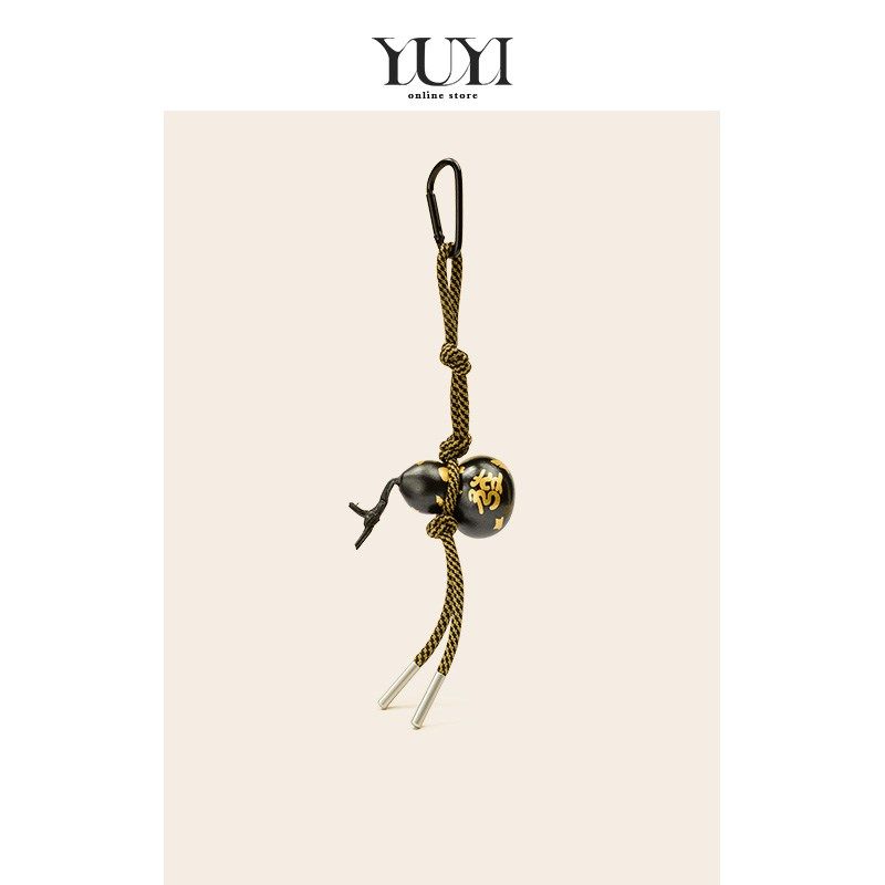 YUYI原木国风文创發财福禄葫芦包包挂件钥匙扣高档礼物生财车挂坠