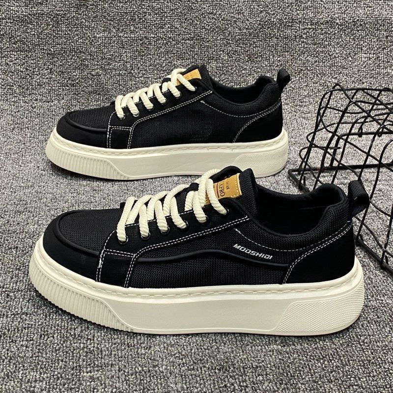 韩版潮流男鞋2025春夏新款网面透气速干布鞋轻便百搭厚底休闲板鞋,流行男鞋,休闲板鞋,淘宝优惠券,粉丝福利购,淘宝优惠卷