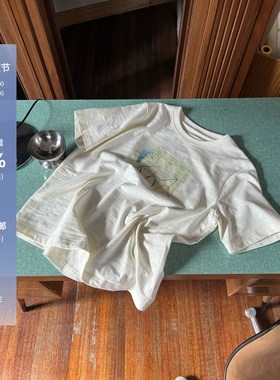 POXFFEE/杏色竹节棉短袖T恤女夏季2025新款宽松设计感打底衫上衣