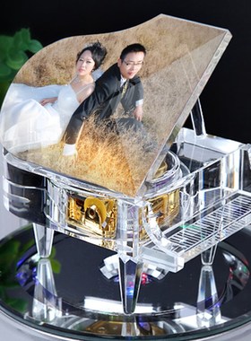 水晶钢琴摆件结婚纪念礼物金婚礼品家居工艺品摆设送朋友情人节