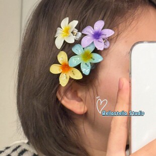 法式鸡蛋花发夹女2025新款高级感刘海前额碎发侧边夹百搭鸭嘴夹子