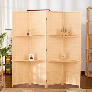 实木折叠屏风酒店卧室客厅竹编移动屏风 屏风隔断玄关现代简约中式