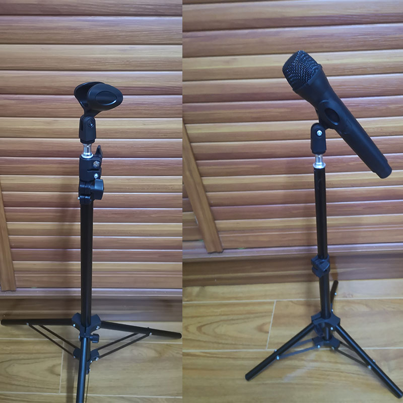 话筒支架落地三脚架麦克风夹便携升降金属架子直播K歌多功能麦架