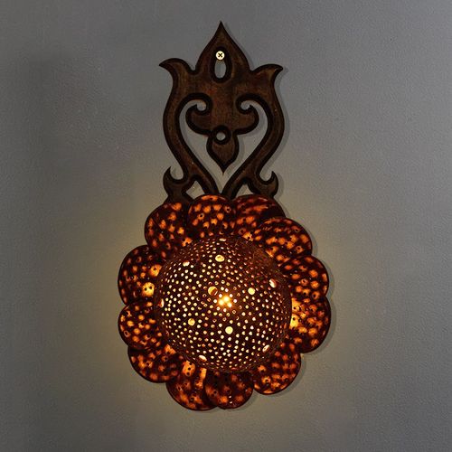 泰国椰壳实木壁灯卧室床头灯创意艺术装饰复古灯具楼梯过道墙壁灯