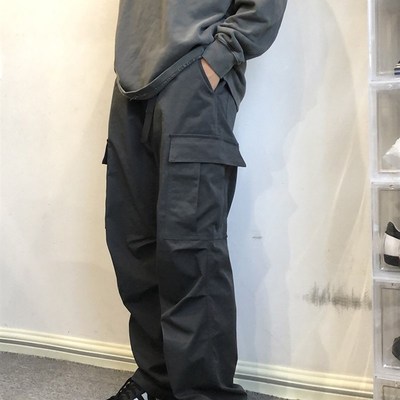 soxiox美式工装伞兵裤男女秋季宽松复古松紧腰男生穿搭高级感裤子