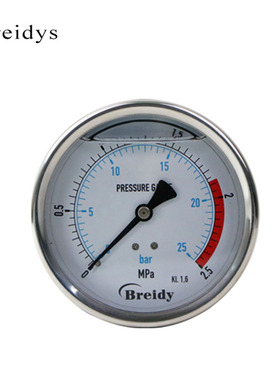 压力表YN100Z轴向耐震不锈钢气压油压液压高压真空压力表0-2.5mpa