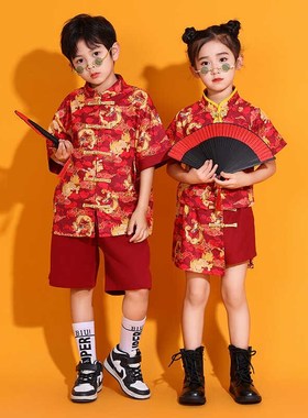 六一儿童演出服小学生啦啦队表演服新中式唐装男女童中国风合唱服