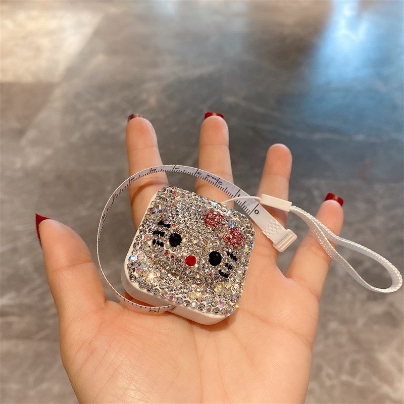 镶钻卷尺小随身可爱KT迷你皮尺软尺测量衣服装三围胸围腰围米尺子