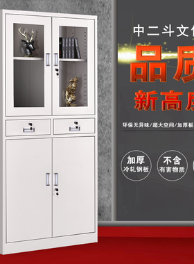 中二斗器办公室铁皮柜文件柜抽屉带锁资料档案柜子凭证柜储物书柜