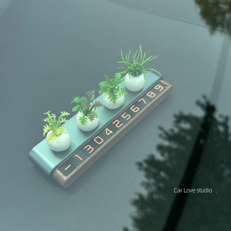 汽车停车电话号码牌高档车内摆件胡桃木挪车卡隐藏式移车临时停靠