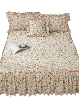 韩式全棉纯棉床罩少女公主床裙式单件碎花花边款一米八床套三件套