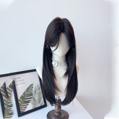 假发全头套女长发高层次锁骨圣诞氛围感假发整顶少萝中分全头套