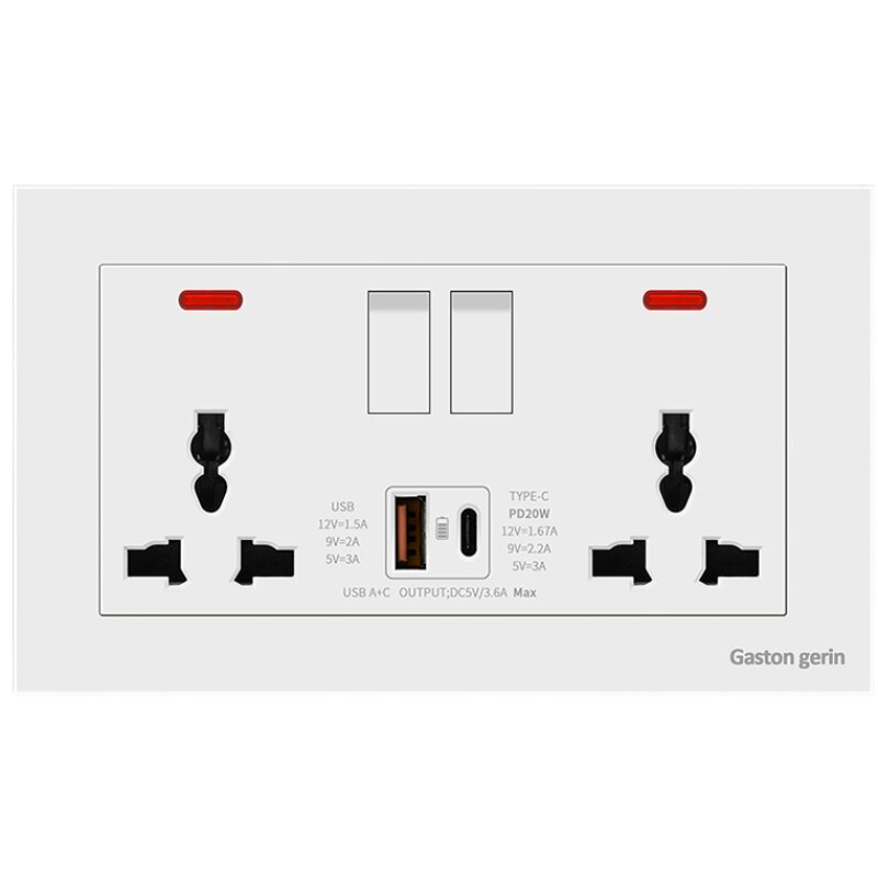 146型英标插座三孔双USB带开关电源面板港澳版英式13A多功能插座