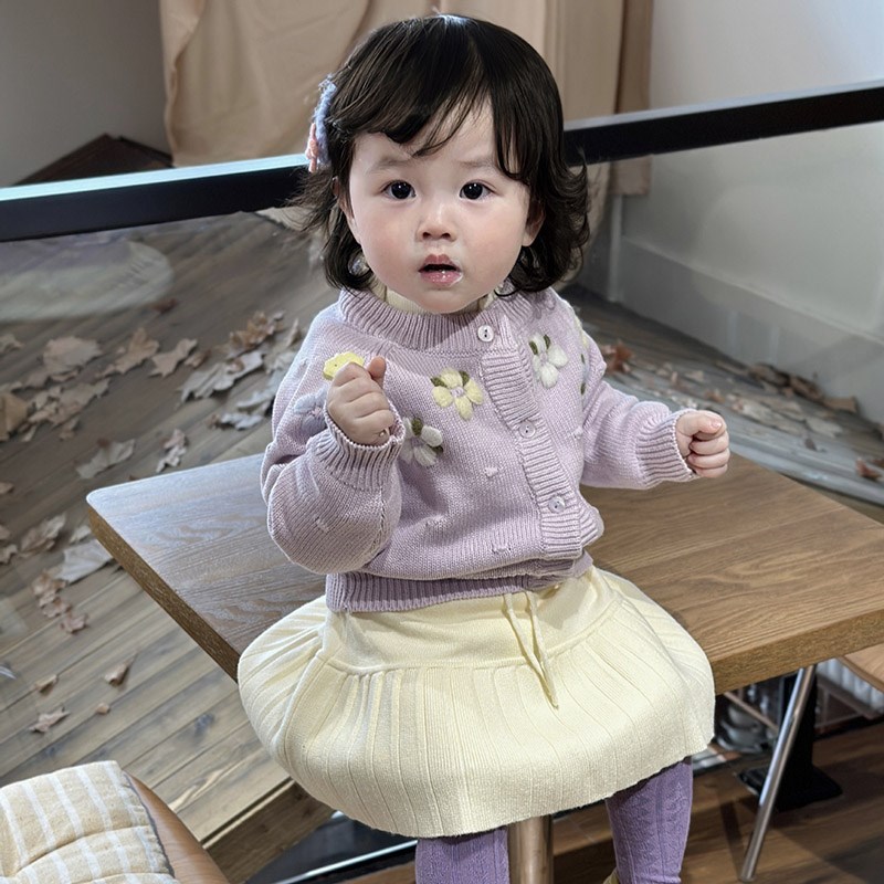 女童开衫毛衣春秋装新生小宝宝外套百天婴儿针织外搭公主风上衣潮