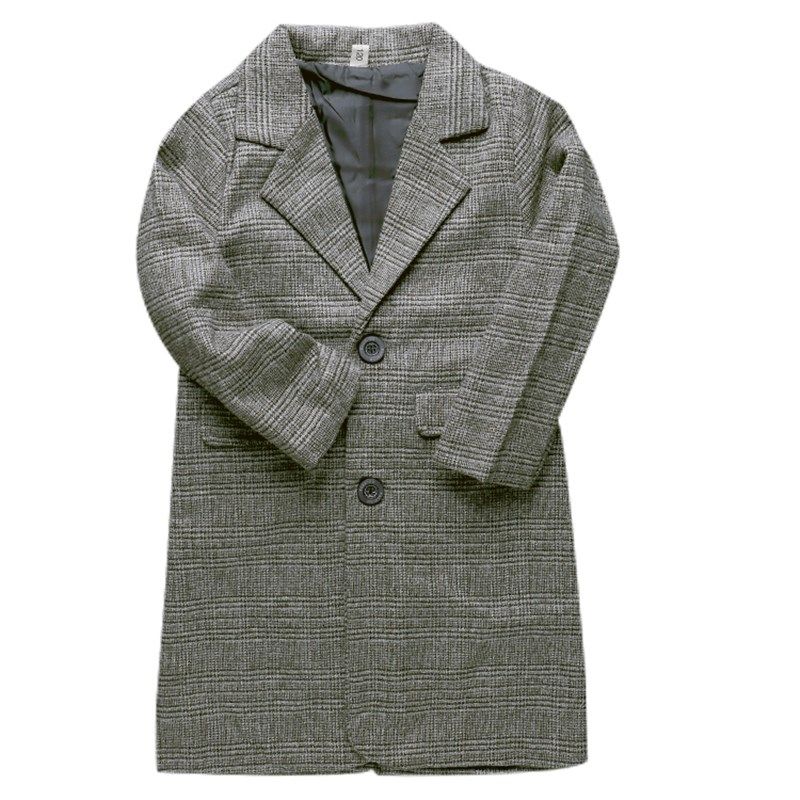 童装男童外套春秋2023新款休闲西装儿童英伦中长中大童格子风衣服