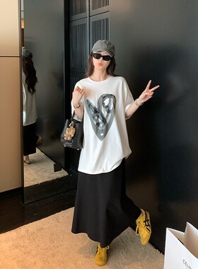 NAZ那子大码春季新款高腰休闲百搭显瘦半身裙胖mm轻鱼尾A字裙女