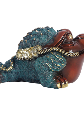 铜欣祥 创意彩铜金蟾车摆件家装饰品玄关办公室玄关电视柜摆件