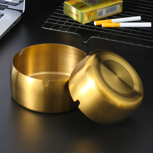 不锈钢加厚烟灰缸家用烟碟网咖防摔酒店饭厅客厅防风特大小号极简