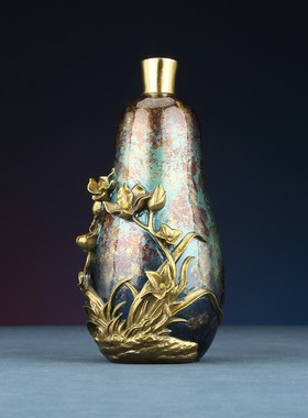 铜欣祥 彩铜小兰花瓶客厅玄关家居装饰品实用摆设干花瓶花插摆件