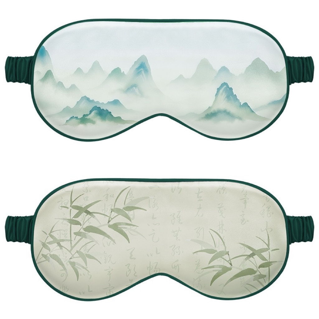 国风千里江山爆款真丝眼罩旅行睡眠遮光护眼眼罩床品定制