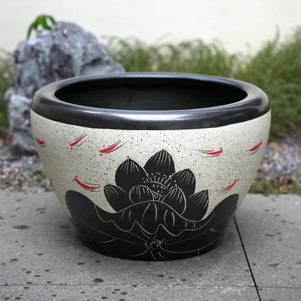 景德镇陶瓷鱼缸特大号养鱼盆荷花缸碗莲睡莲花盆阳台庭院风水水缸