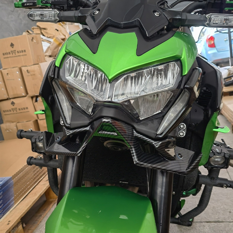 适用川崎Z900定风翼 20-23年碳纤维车头下唇扰流罩导流罩改装配件