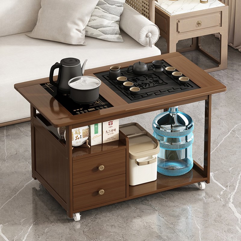 边几可移动茶车客厅茶桌家用新中式茶几多功能茶台阳台带轮茶水柜