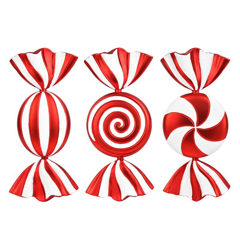 圣诞节装饰金红粉55CM电镀糖果氛围挂饰喜庆橱窗布置拍摄道具摆件