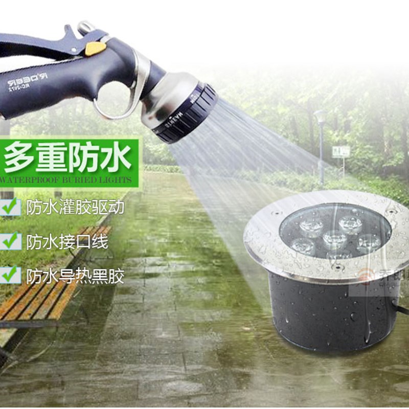 LED地埋灯户外灯防水射灯1W3W不锈钢广场灯景观灯圆形埋地灯七彩