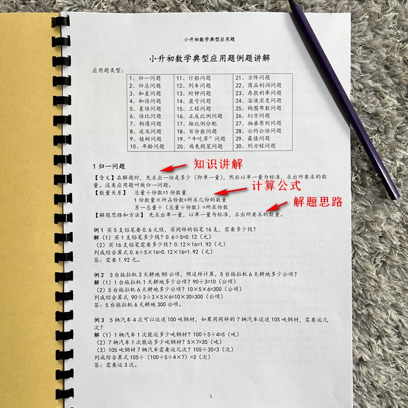小升初数学典型应用题30种常见题型讲解计算公式答案详解练习题本