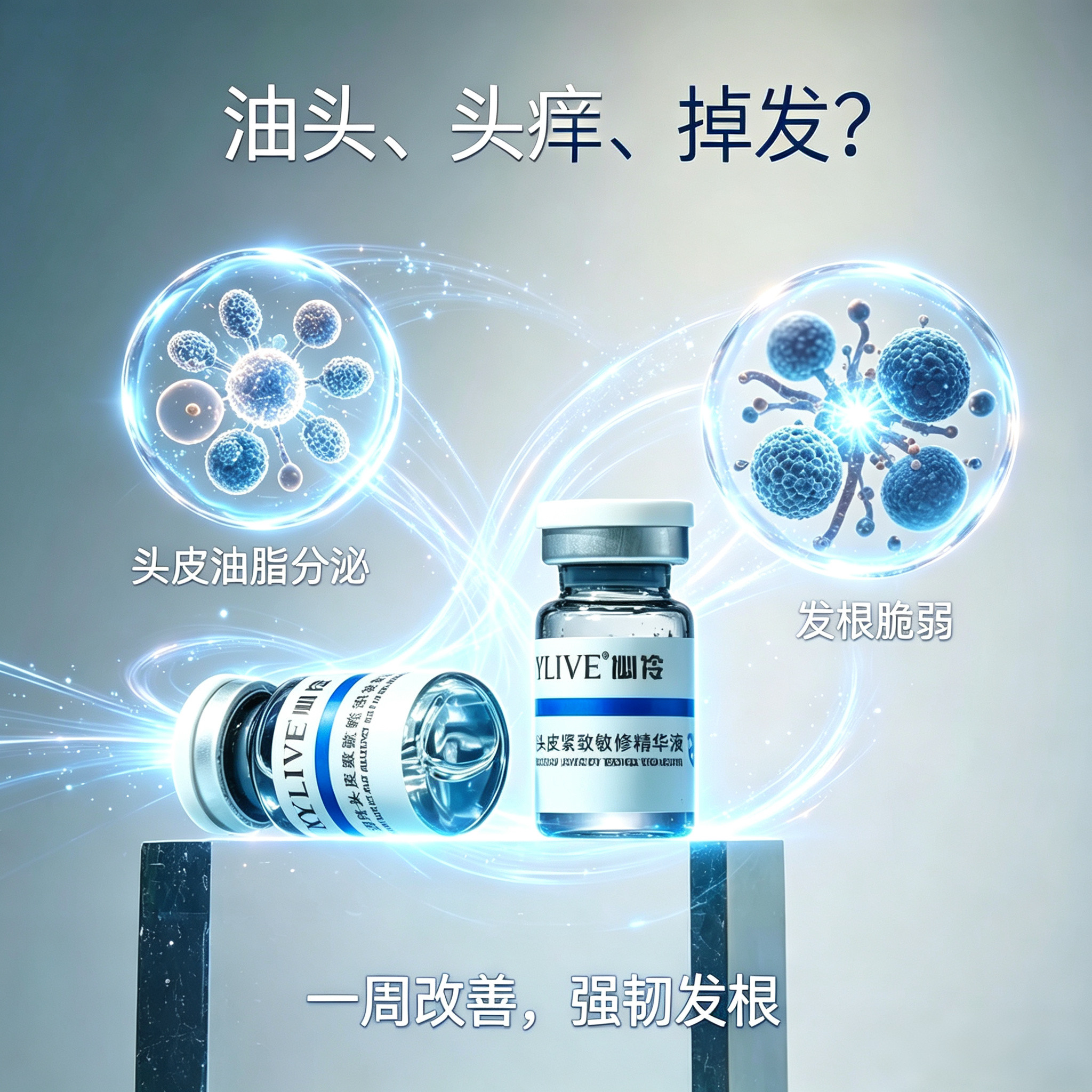 头皮紧致敏修精华液细软塌头油头屑干痒防掉营养头皮头发蓬松/1支