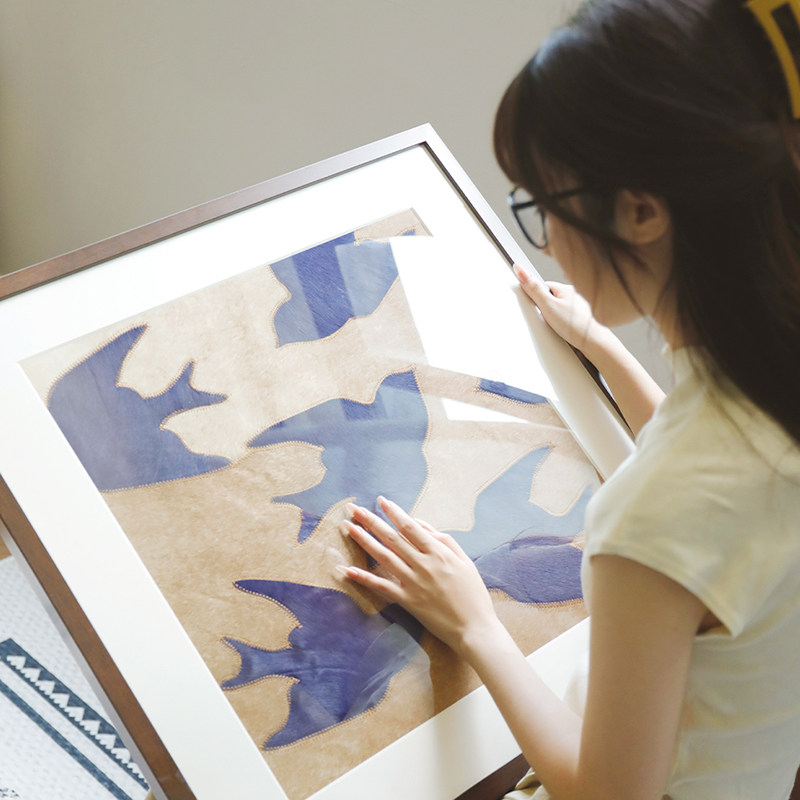 颐画手作 掠过大地真牛皮画,中古风饰画油画 馆藏级裱