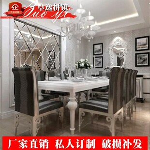 定制艺术玻璃拼镜车边菱形玻璃银镜金茶镜蓝灰客电视背景墙