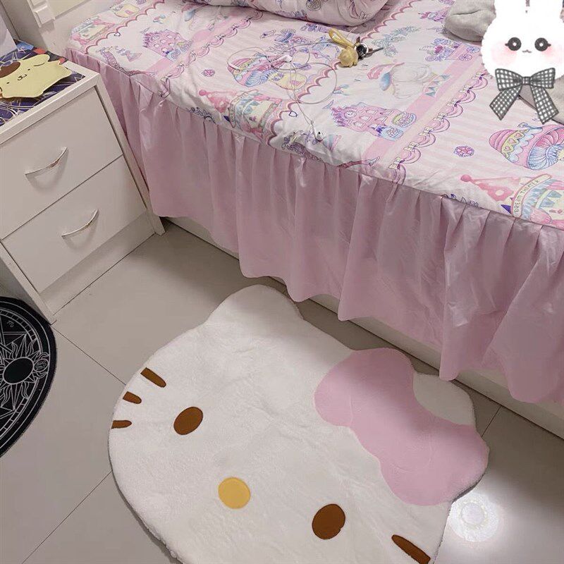 凯蒂猫地垫爱卡通地毯粉色大头圆形毛绒毛毯