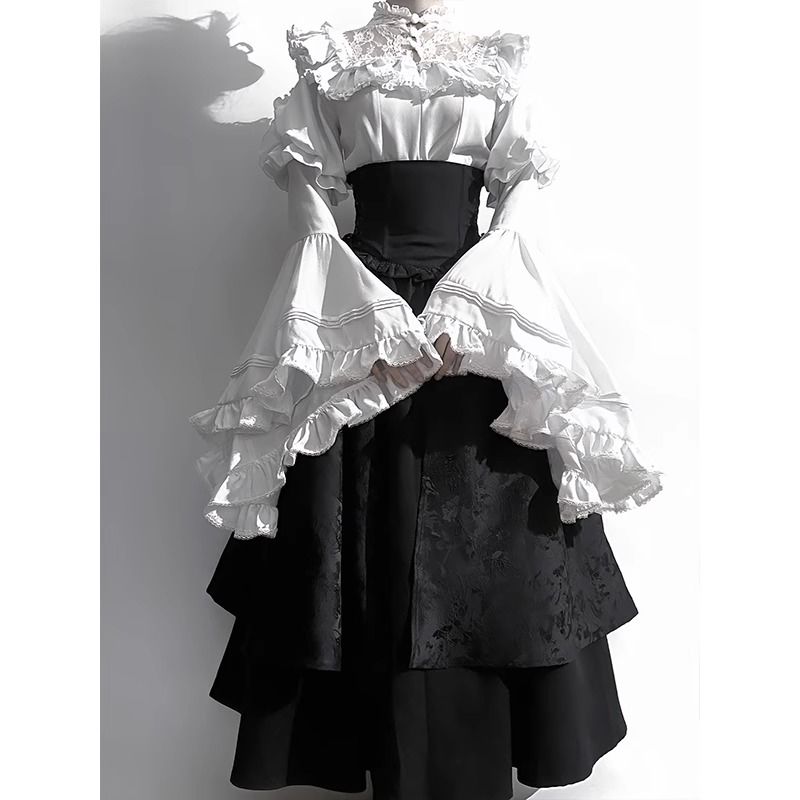 万圣节服装暗黑哥特风洛丽塔lolita半身裙长裙衬衫姬袖华丽优雅潮