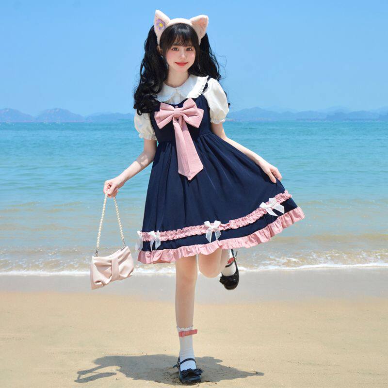 原创花祈梦洛丽塔裙子全套薄款学生连衣裙学院风夏季JK森系初恋裙