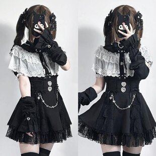 花崎loli 量产型蕾服原创日系 蕾丝斗篷重工接袖长短袖袖套衬衫