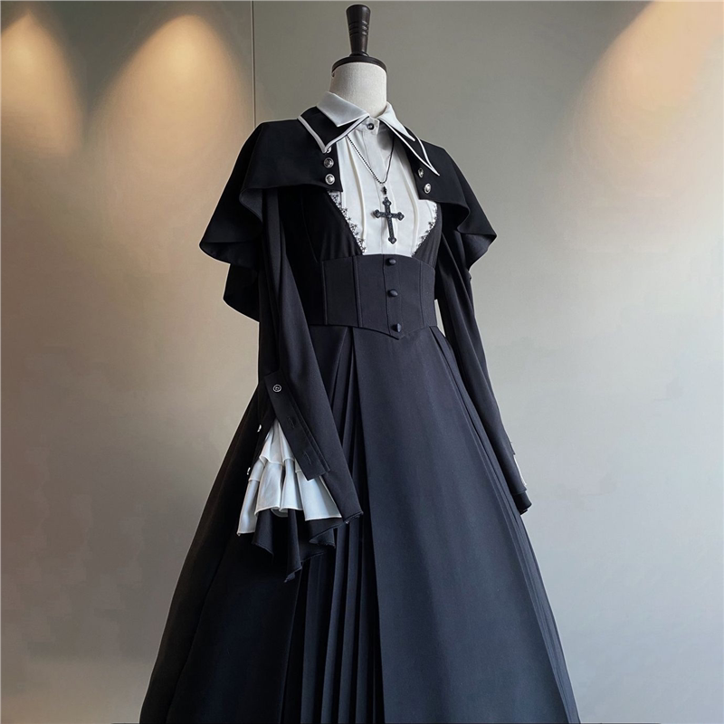 长款三件套】十字礼赞lolita连衣裙暗黑秋冬修女风大码cos菲比