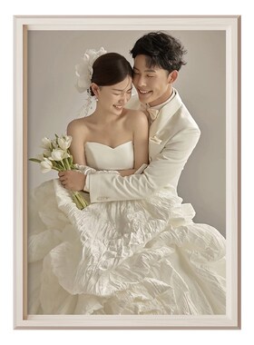 婚纱照相框挂墙洗结婚照片做成画框打印全家福相片裱框级感