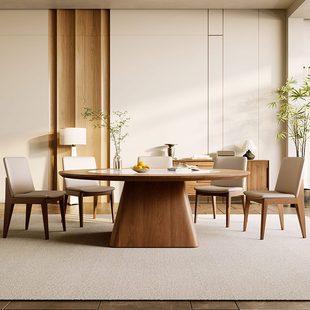 侘寂圆餐桌嵌入大家用餐桌转盘2米大型带宴会圆餐桌实木 圆桌中式