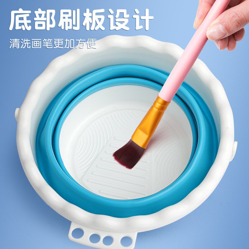 洗笔桶美术生水粉颜料涮笔筒硅胶圆形洗笔筒式