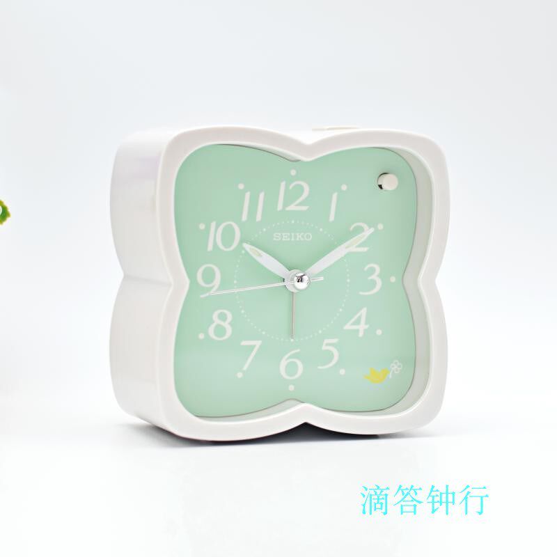 日精工钟表 布谷鸟贪睡夜灯方形静音学生儿童闹钟
