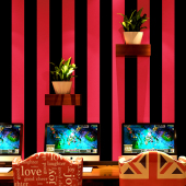 网吧壁纸 现代网咖墙纸 歌厅红色黑色竖条纹美发理发店时尚