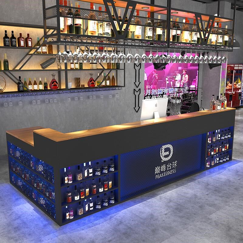 酒吧吧台烧烤店工业风铁艺收银台商用台球俱乐部酒馆转角柜台