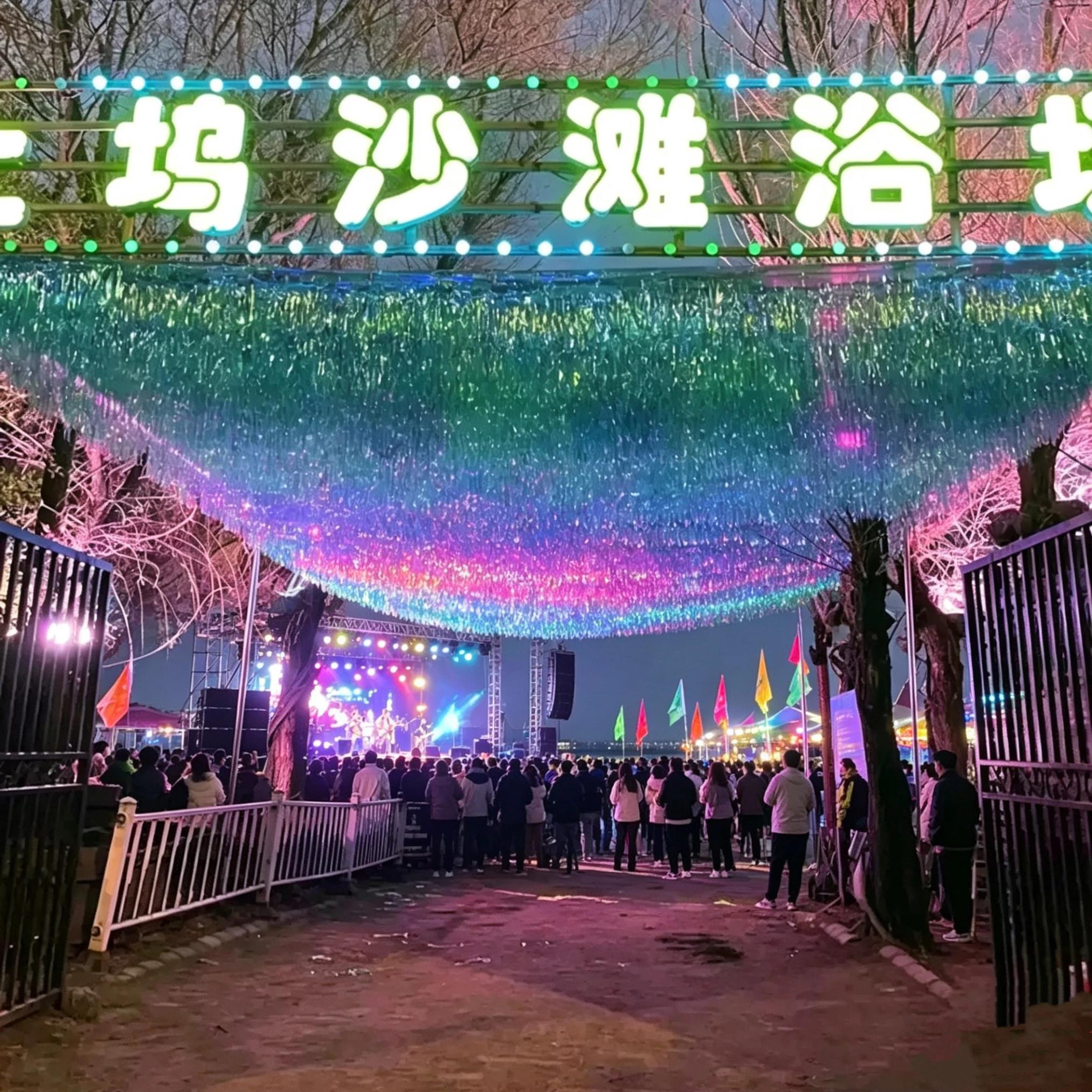镭射雨丝帘吊顶幻彩色七彩天幕雨丝装饰彩带蓝色商场乐园吊顶定制