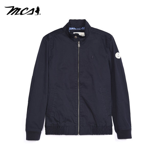 mcs行政夹克立领斜插袋修身外套